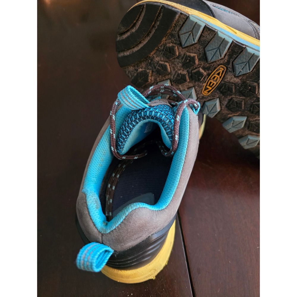 Keen Womens Hiking Shoes Grey Blue Yellow Waterproof Low Top S1010146 Size 7 - Picture 8 of 8